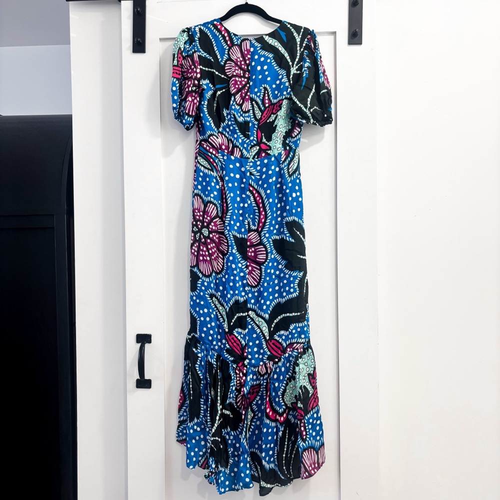 RHODE Ester Printed Midi Dress Blue Print Size 0/2 - Picture 7 of 8